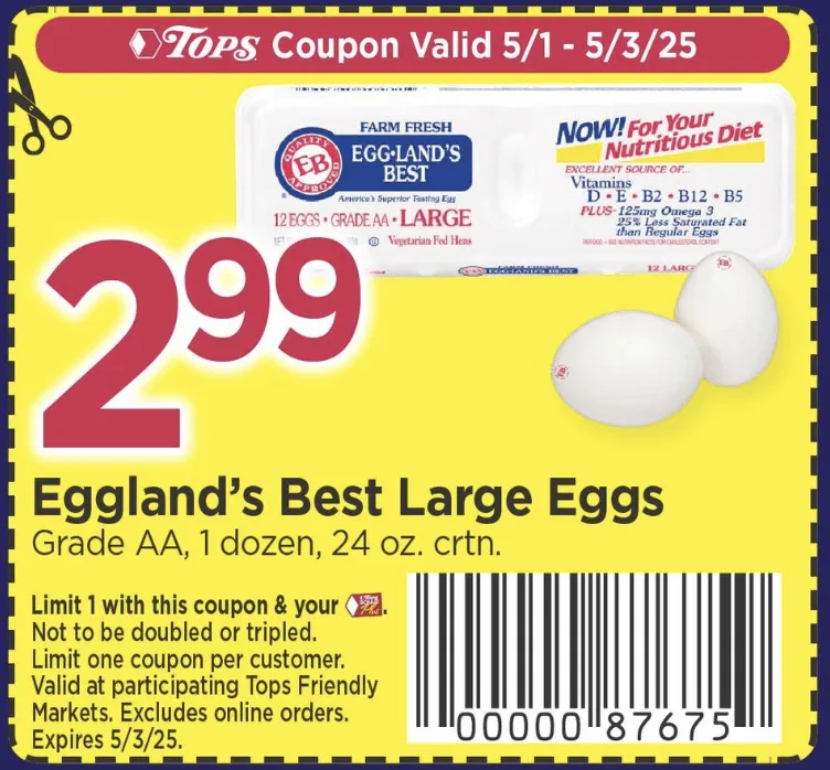 Tops $2.99 Eggs coupon