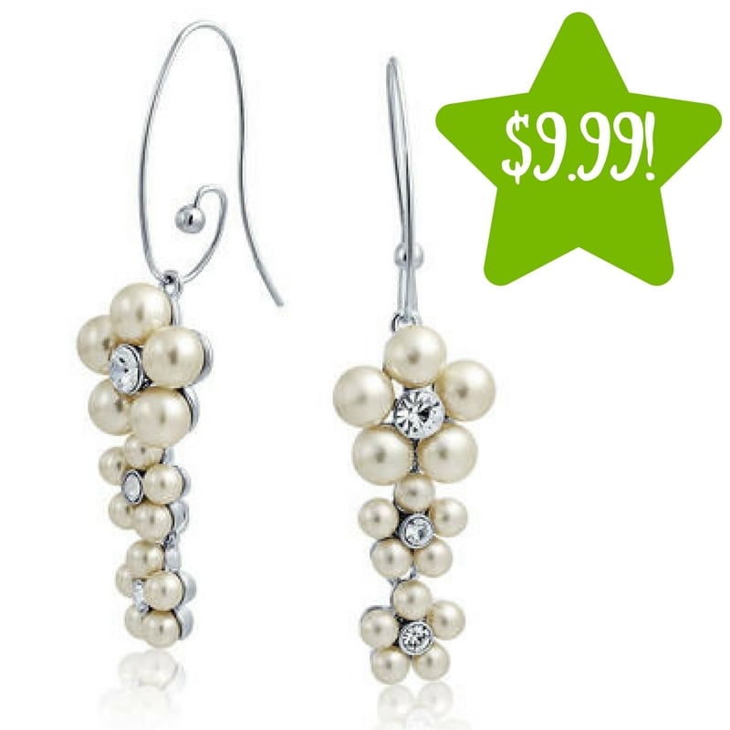 Sears: Simulated Pearl Rhinestone Flower Dangle Earrings Only $9.99 (Reg. $28, Today Only) 