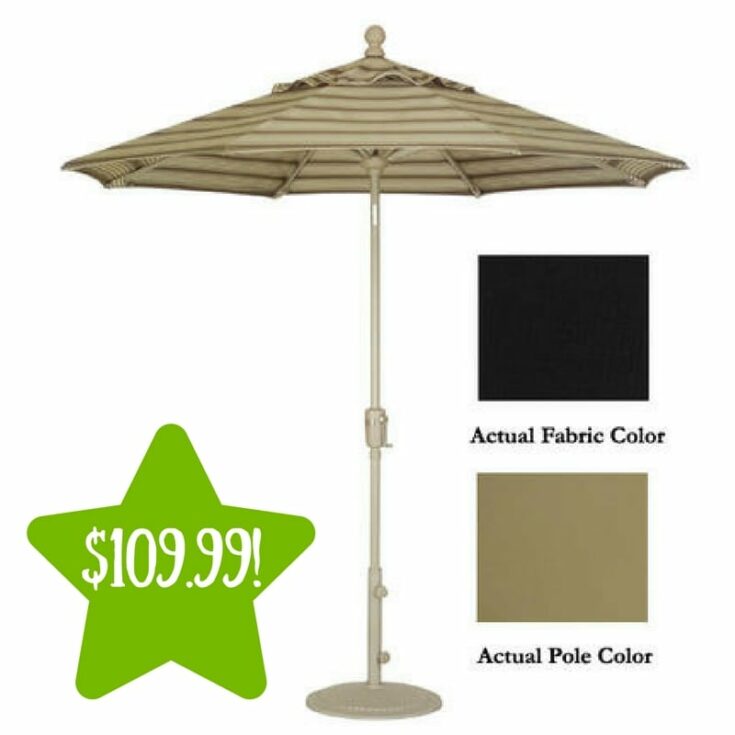 Sears TREASURE GARDEN 9' Crank Tilt Patio Umbrella Only 109.99
