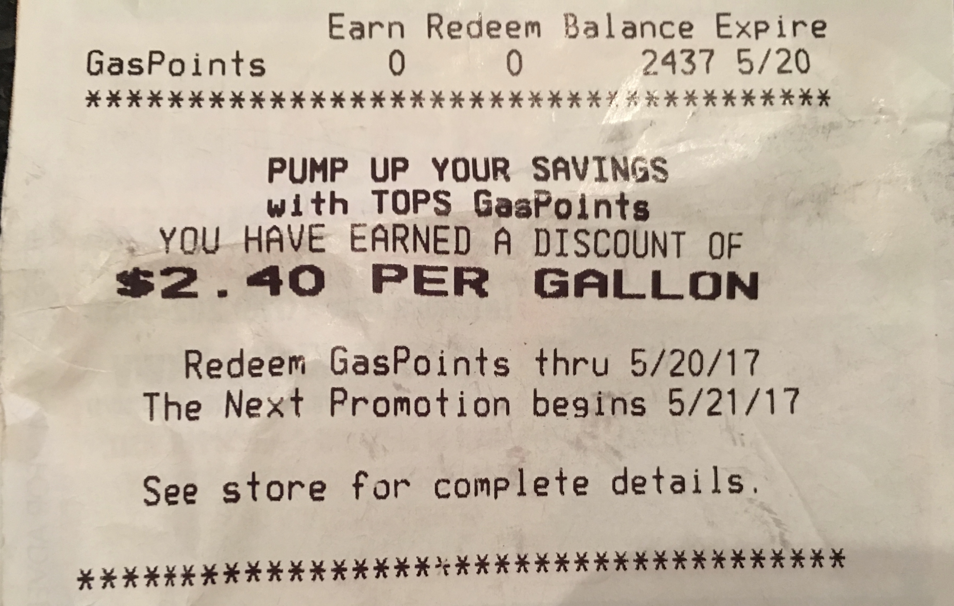 Tops Gas Points