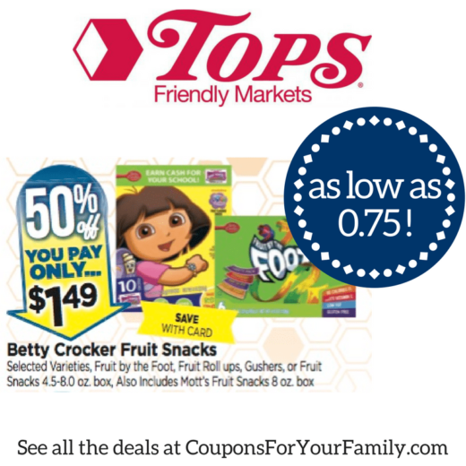 Tops Markets Betty Crocker Fruit Snacks only $0.75 each! - hurry print ...