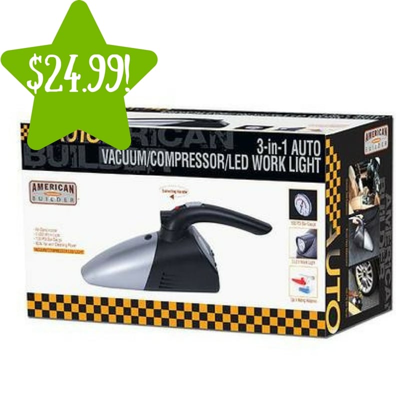 Sears: 3-in-1 Auto Air Compressor, Vacuum Cleaner & LED Light Only $24.99 (Reg. $60) 