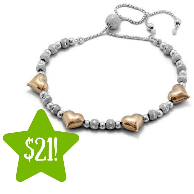 Sears: Two Toned Heart Bolo Bead Bracelet Only $21 (Reg. $179) 