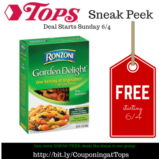 Tops FREE Ronzoni Pasta starting 6/4!!! Print coupon now!