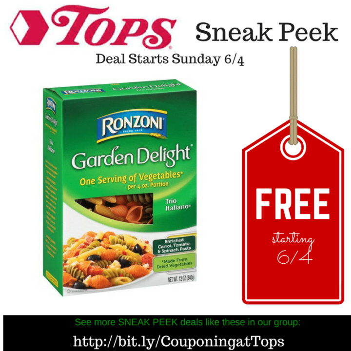 Tops FREE Ronzoni Pasta starting 6/4!!! Print coupon now!