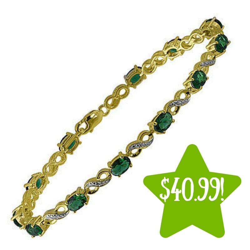 Kmart: Sterling Silver Simulated Emerald & Diamond Infinity Bracelet Only $40.99 (Reg. $175, Today Only) 