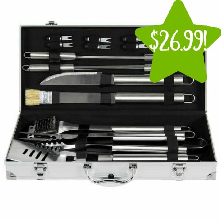 Sears 19pc Stainless Steel BBQ Grill Tool Set Only 26.99 (Reg. 80)