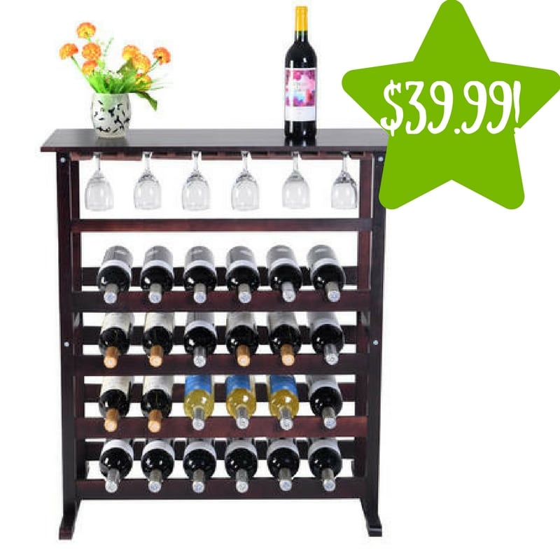 Sears: 24 Bottle Wood Wine Rack with Glass Hanger Only $39.99 (Reg. $80) 