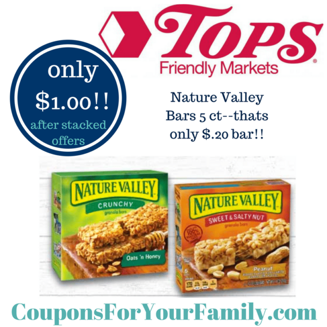 **HOT** Tops Markets Nature Valley Bars 5 ct only 1 thats only .20