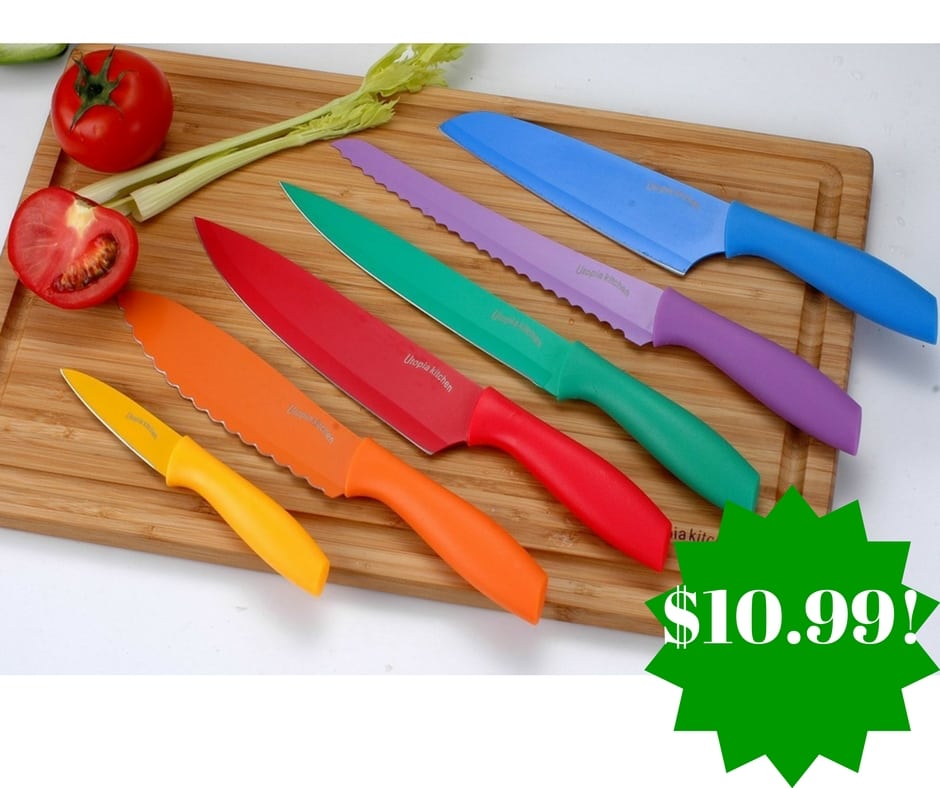 Amazon: 7 Piece Color-Coded Non-Stick Knife Set Only $10.99 (Reg. $30)