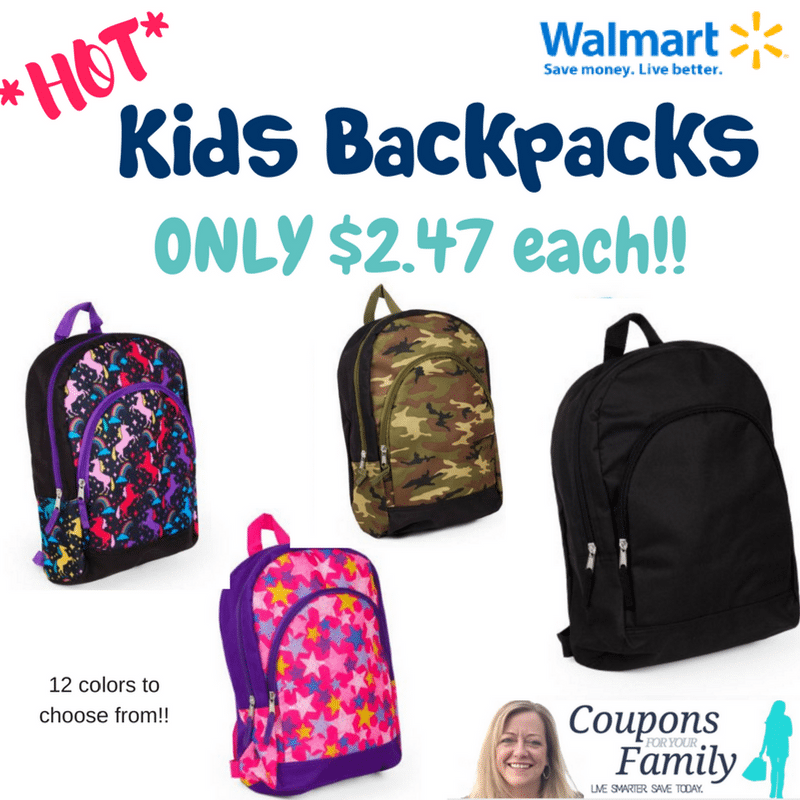 Back To School Walmart Kids Backpacks only 2.47!!