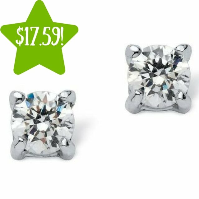 Kmart PalmBeach Jewelry Round CZ Stud Earrings in Sterling Silver Only