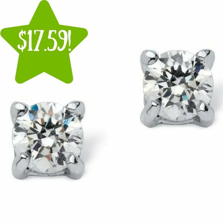 Kmart PalmBeach Jewelry Round CZ Stud Earrings in Sterling Silver Only