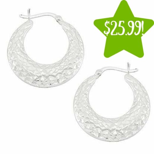 Kmart Sterling Silver Diamond Cut Hoop Earrings Only 25.99 (Reg. 140