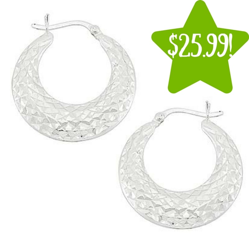 Kmart: Sterling Silver Diamond Cut Hoop Earrings Only $25.99 (Reg. $140, Today Only) 