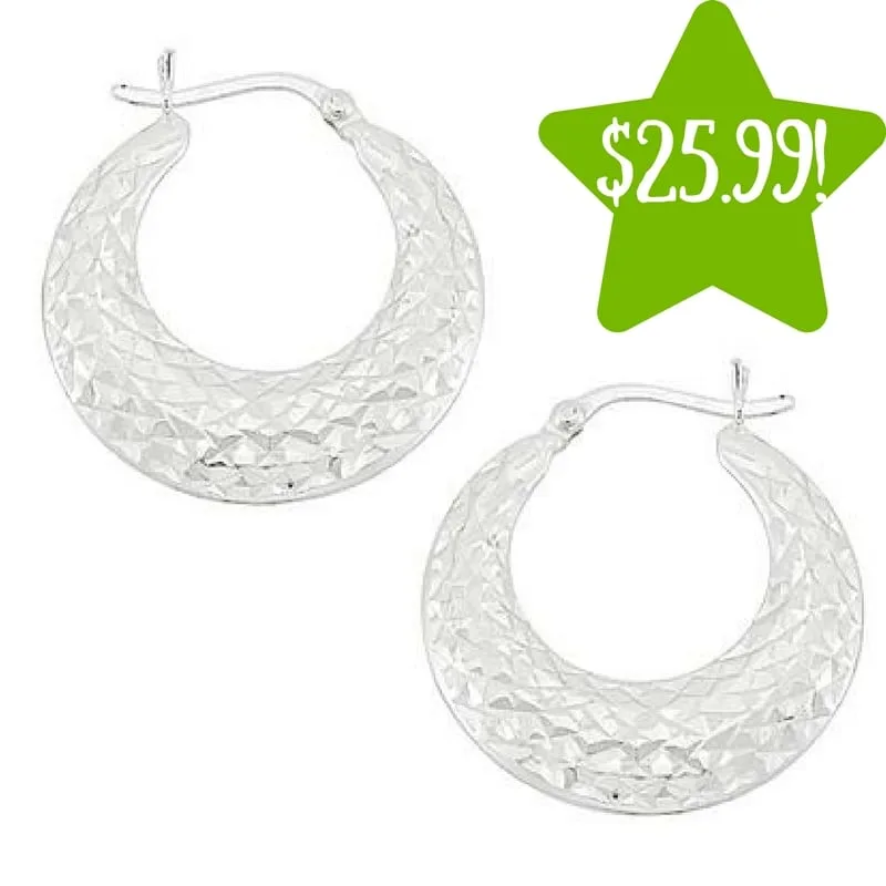 Kmart: Sterling Silver Diamond Cut Hoop Earrings Only $25.99 (Reg. $140, Today Only) Kmart: Sterling Silver Diamond Cut Hoop Earrings Only $25.99 (Reg. $140, Today Only)
