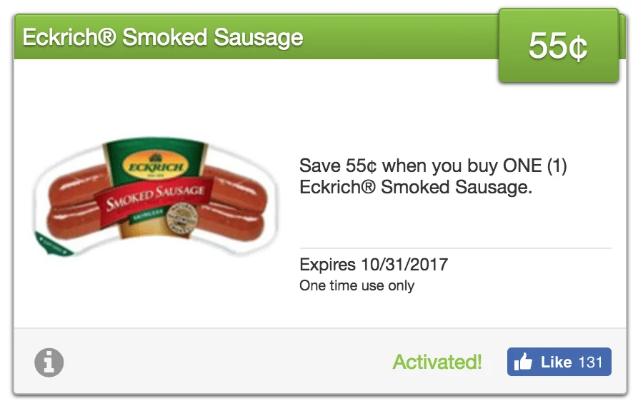 tops markets eckrich smoked sausage