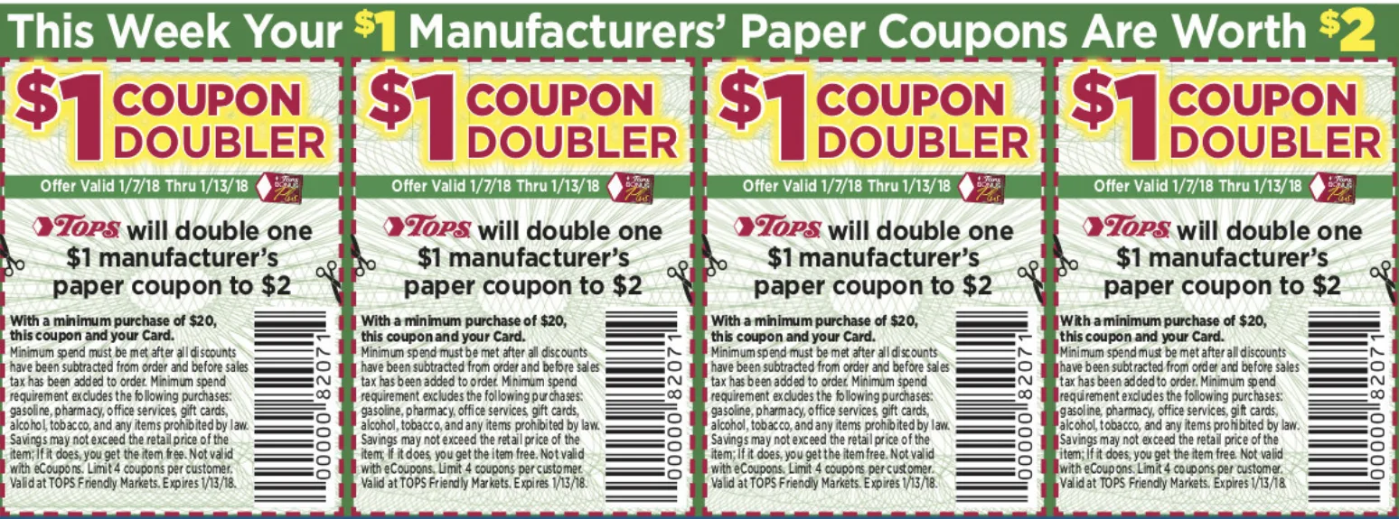 Tops Dollar Doublers 1:7:18