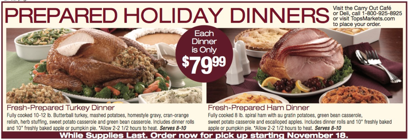 ATTN TOPS MARKETS SHOPPERS!!! Who wants FREE Thanksgiving Dinner? Enter ...