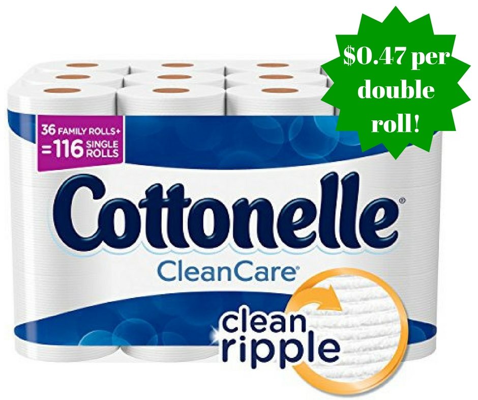 Amazon: Cottonelle CleanCare Family Roll Toilet Paper (Pack of 36 Rolls) Only $0.47 Per Double Roll