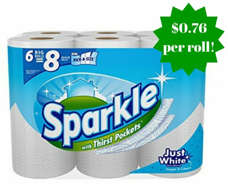 Amazon Sparkle Paper Towels 6 Big Rolls Only 0.76 Per Roll