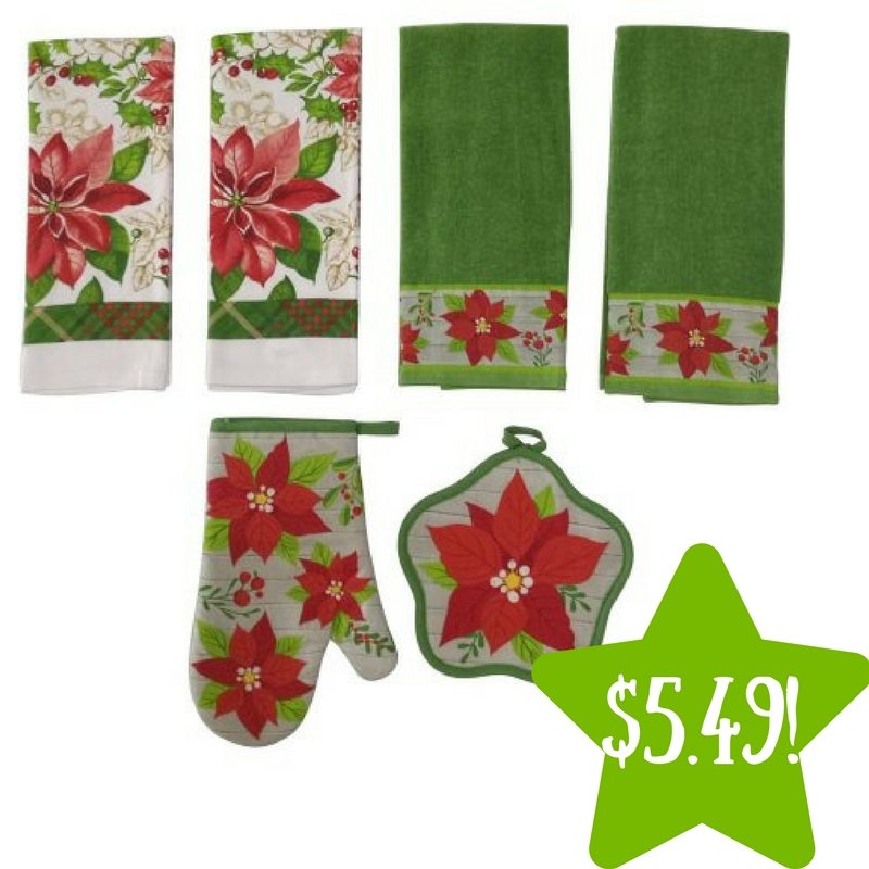 Walmart: Holiday Time Poinsettia 6pc Kitchen Set Only $5.49 (Reg. $10) 