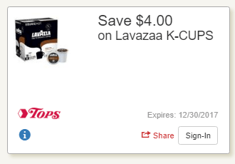 Tops: Lavazza K-Cups Coffee Only $0.99!