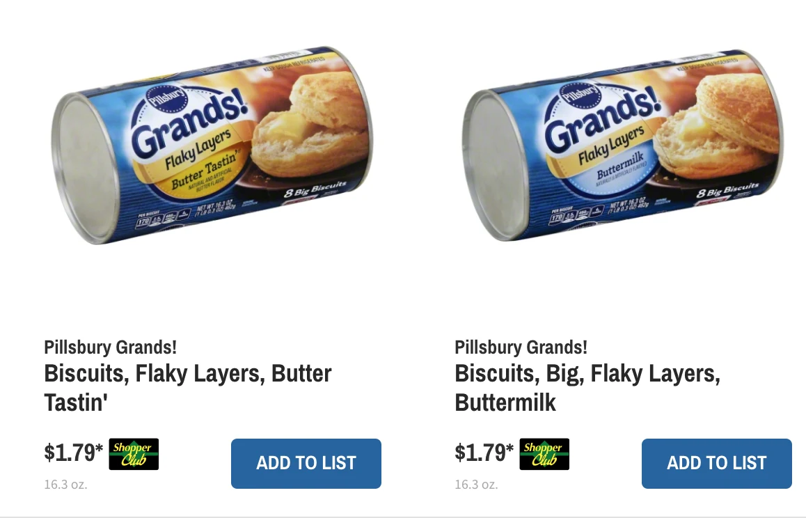Wegmans Pillsbury Grands Biscuits only $.69 and Crescents only $.89 ...