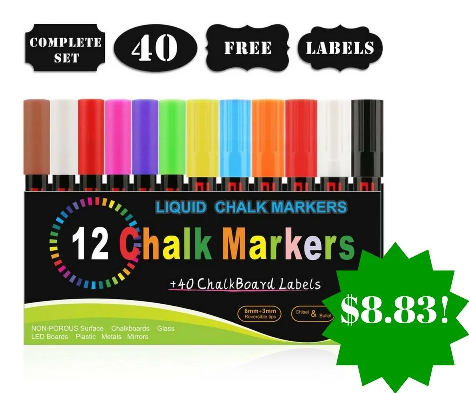 Amazon: Blusmart 12 Pack Chalk Markers with 40 Chalkboard Labels Only $8.83 Amazon: Blusmart 12 Pack Chalk Markers with 40 Chalkboard Labels Only $8.83