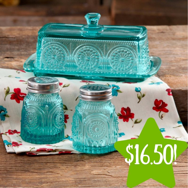 Walmart: The Pioneer Woman Adeline Glass Butter Dish with Salt And Pepper Shaker Set Only $16.50 (Reg. $37) 