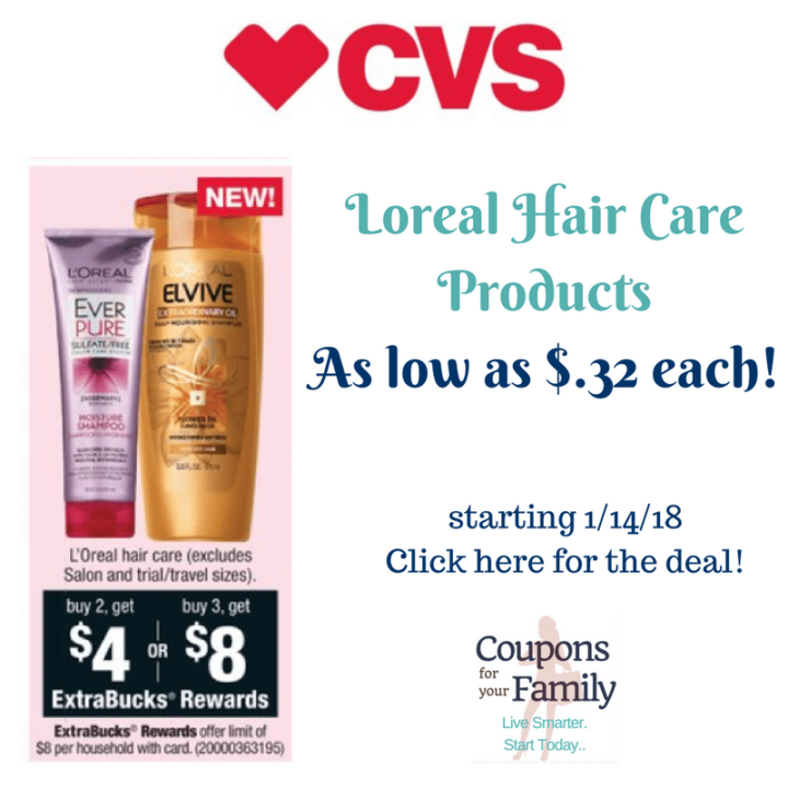 CVS Loreal Haircare Deal as low as .32 each!!!