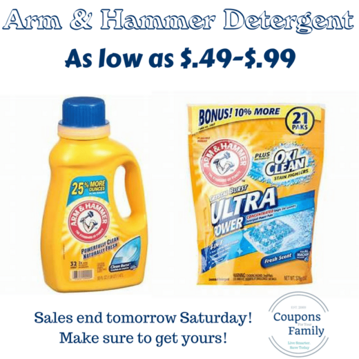 Arm & Hammer Laundry Detergent only .99 at Walgreens, Rite Aid, CVS