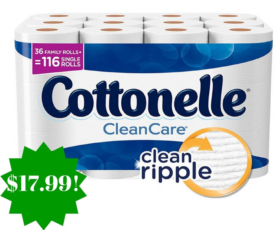 Amazon: Cottonelle CleanCare Family Roll Toilet Paper (Pack of 36 Rolls) Only $17.99