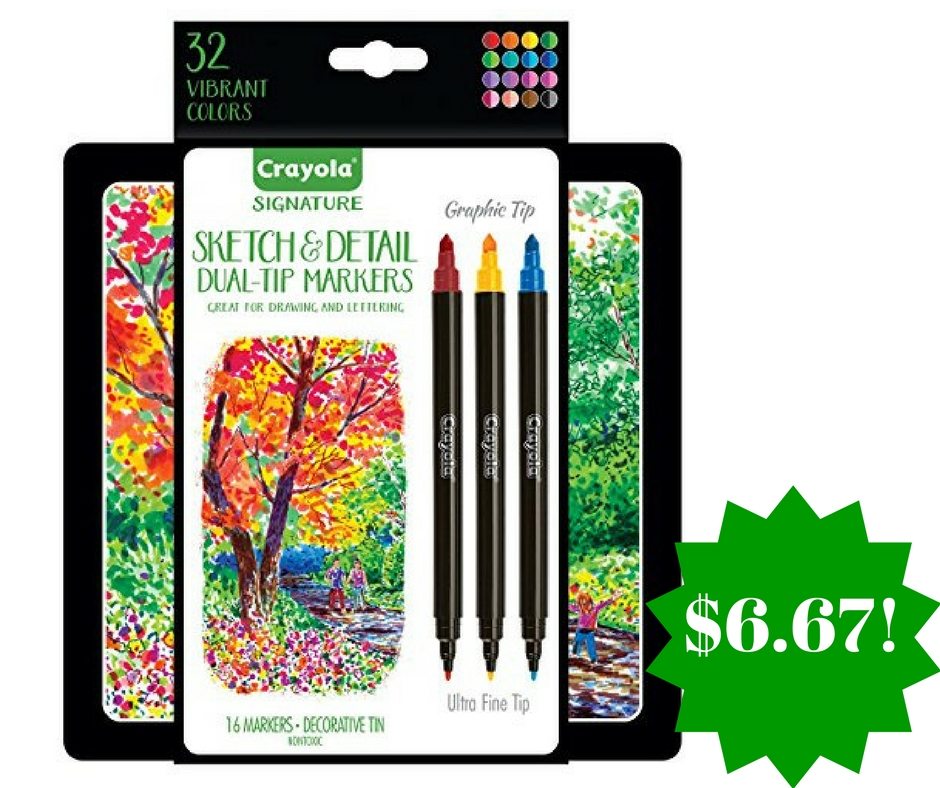 Amazon: Crayola Signature Sketch & Detail Dual-Tip Markers Only $6.67 (Reg. $14) & More (Today Only) 