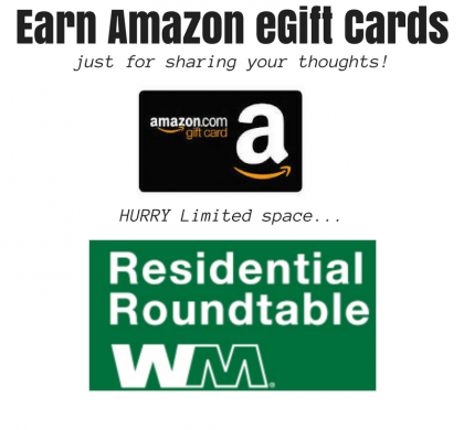 Earn Amazon eGift Cards by sharing your opinions with Waste Management- HURRY space is limited!!
