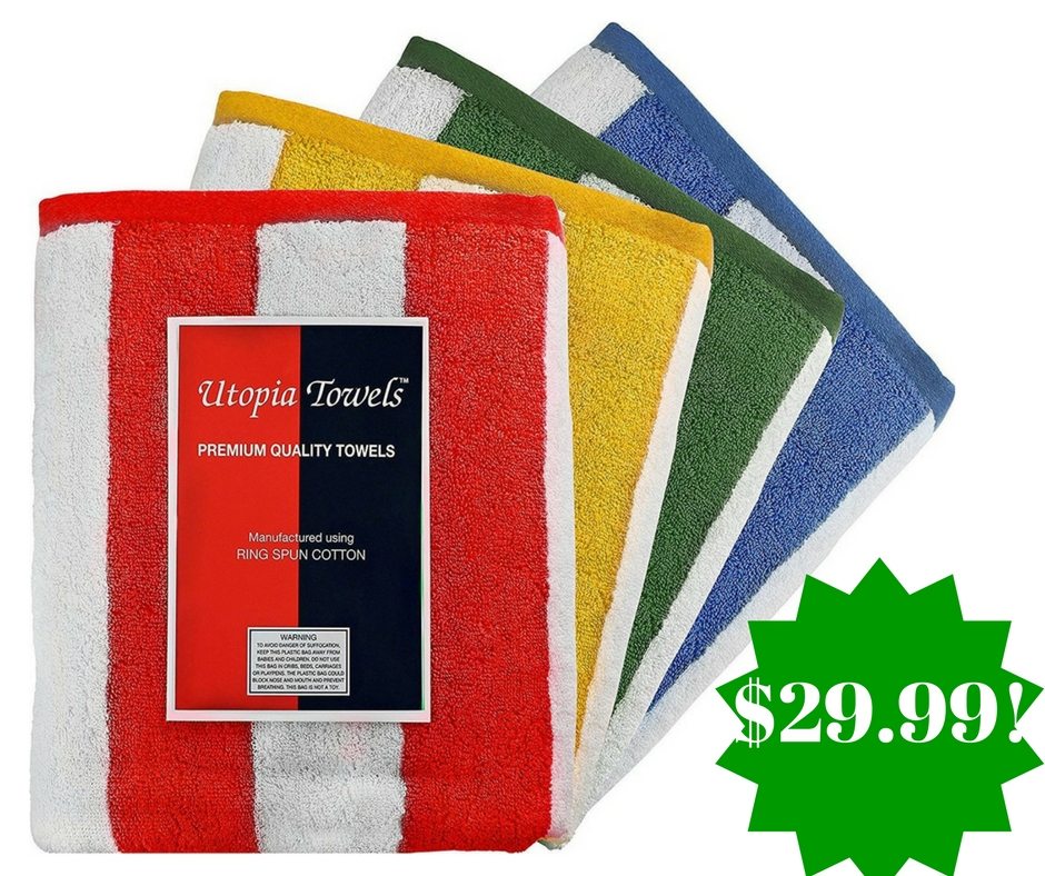 Amazon: Pack of 4 Premium Quality Cabana Beach Towels Only $29.99 (Reg. $60, Today Only) 