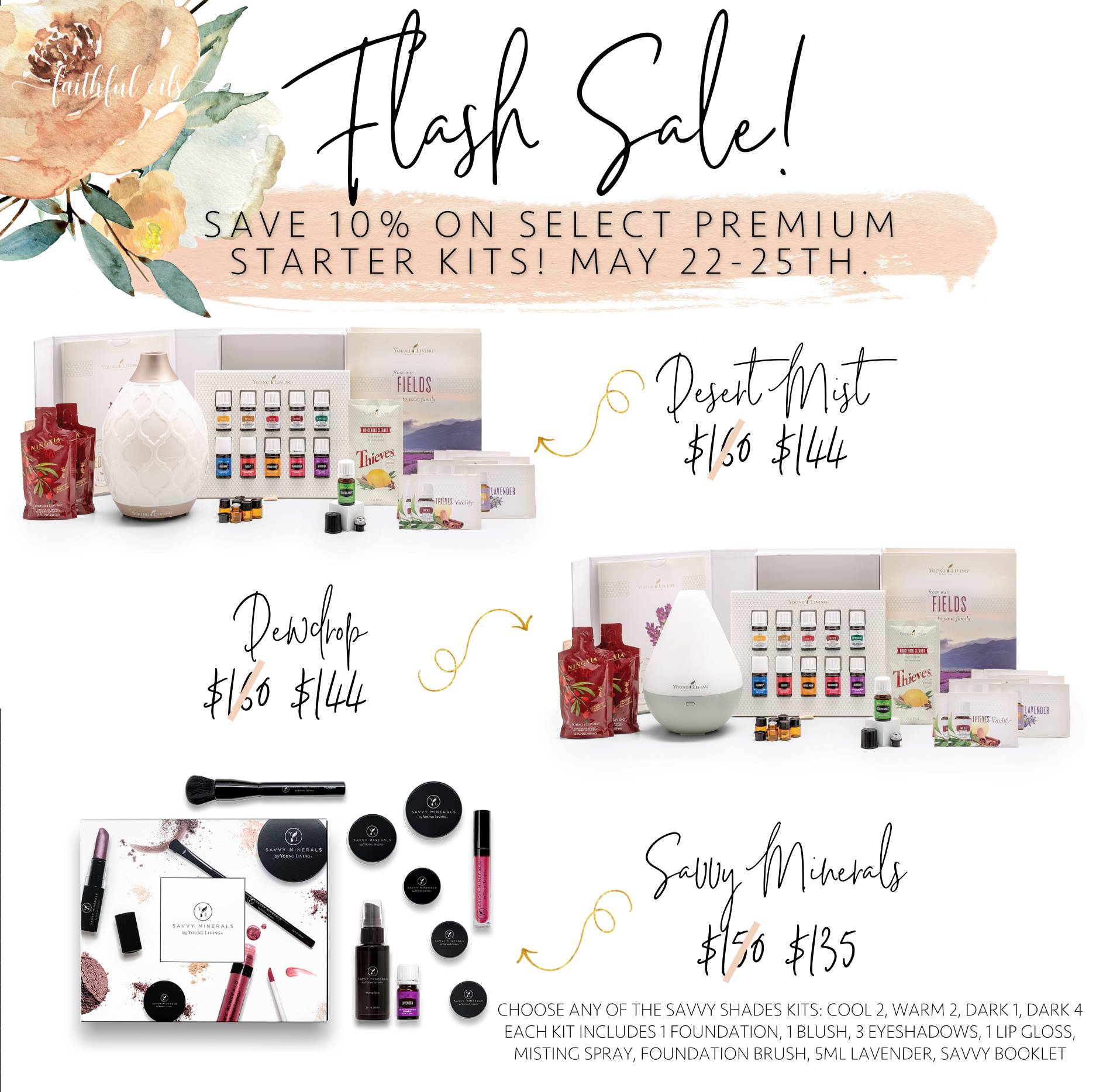 WOW! RARE SALE: Young Living Essential Oils OR Savvy Minerals Makeup Starter Kit NOW.. may sell out!!!