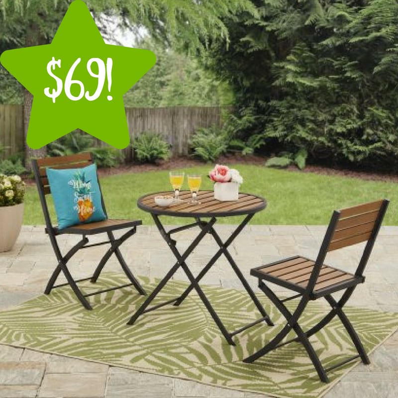 Walmart: Mainstays Calie Bay Folding Faux Wood 3PC Bistro Set Only $69 (Reg. $120)