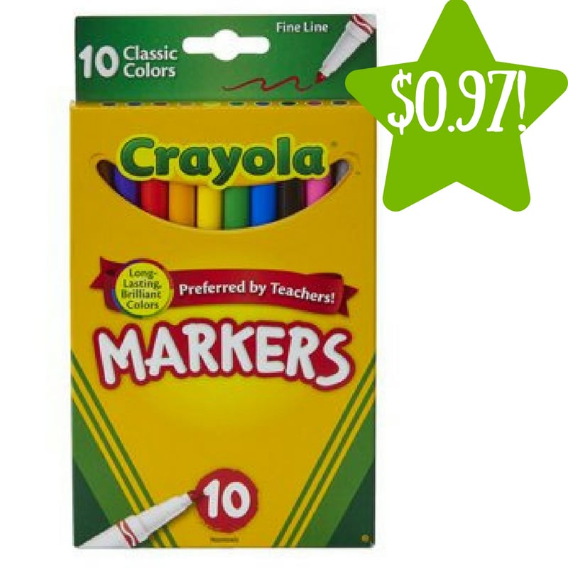 Walmart: Crayola 10 Count Fine Tip Original Markers Only $0.97 (Reg. $3.22) 