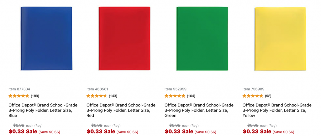 office depot 2 pocket folders with prongs