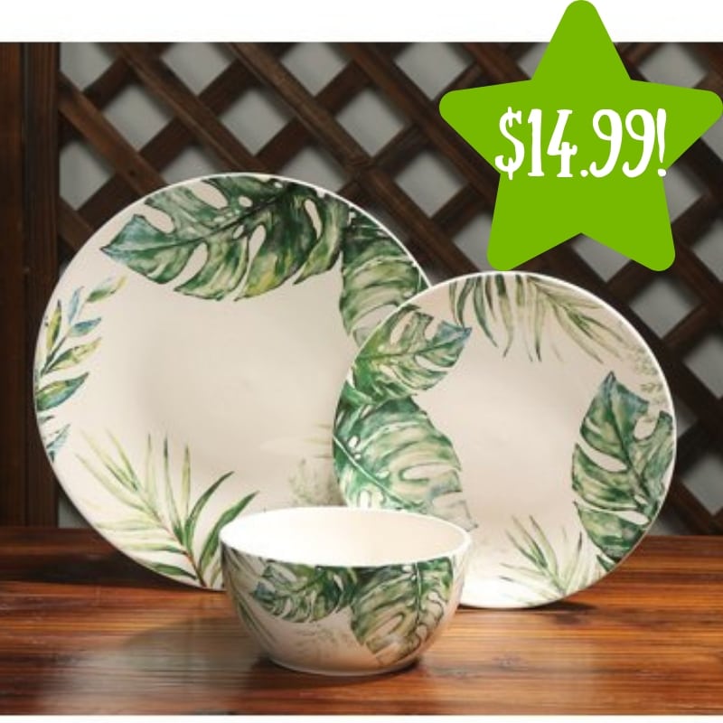 Walmart: Mainstays Botanical Ceramic 12-Piece Dinnerware Set Only $14.99 (Reg. $40) 