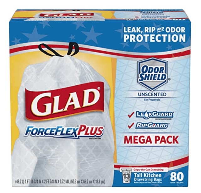 Shop Online Deal Glad 13 gallon trash bags on sale as low as .09 per bag!