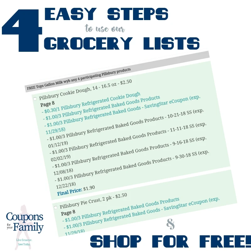 Use our Grocery Lists and Shop for Free