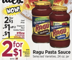 NEW Ragu Coupon makes for FREE Sauce at Tops 3/3 &amp; $.49 at Wegmans!
