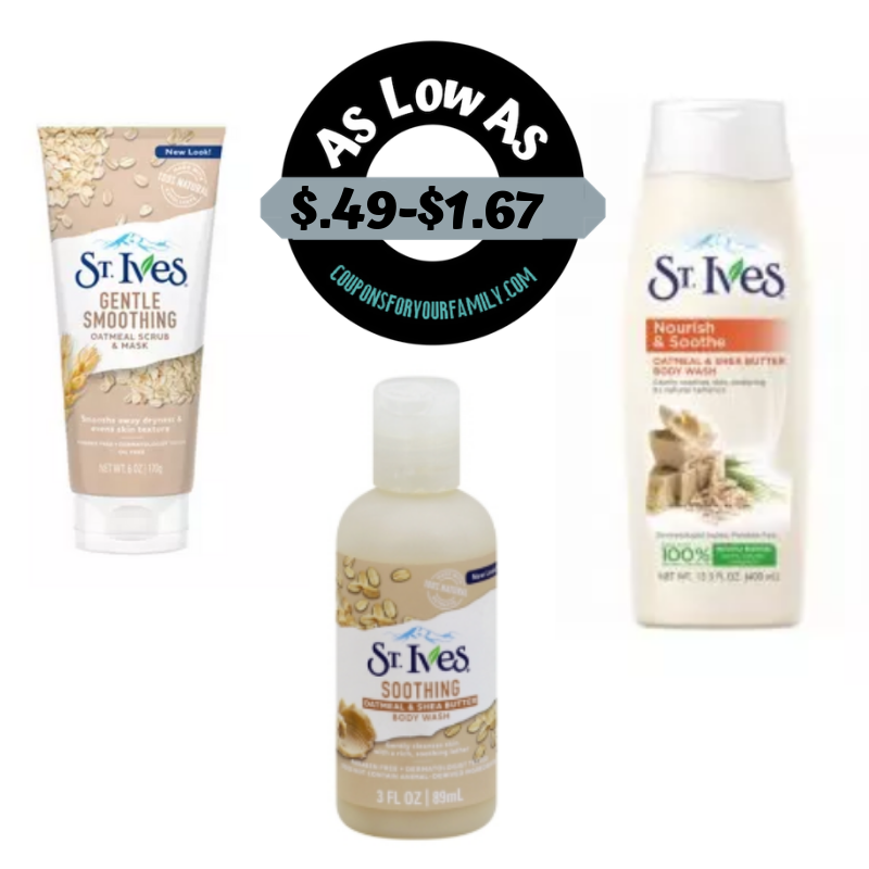 New St Ives Coupon Body Wash Deals as low as .49 & Facial scrub as