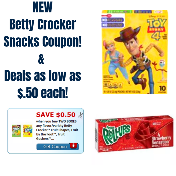 Betty Crocker Fruit Snacks coupon & deals as low as 0.501.25 at