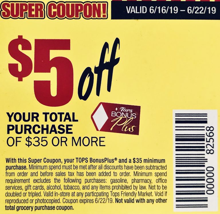 Scan these Tops coupons Free Banana's & 5 off 35 coupon ending