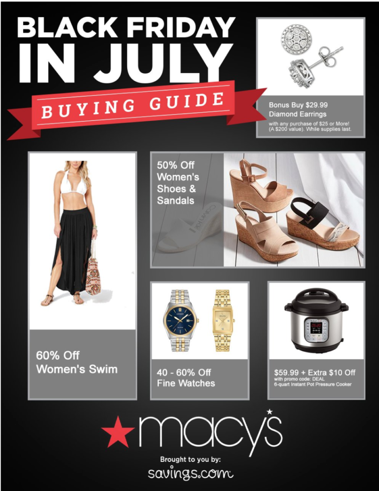 Hot Deals in Macys Black Friday Ad Sale in July +25 Coupon Code & Gift