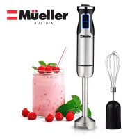 Mueller Austria Ultra-Stick 500 Watt 9-Speed Immersion Multi-Purpose Hand Blender Heavy Duty Copper Motor Brushed Stainless Steel Finish Includes Whisk Attachment, Silver