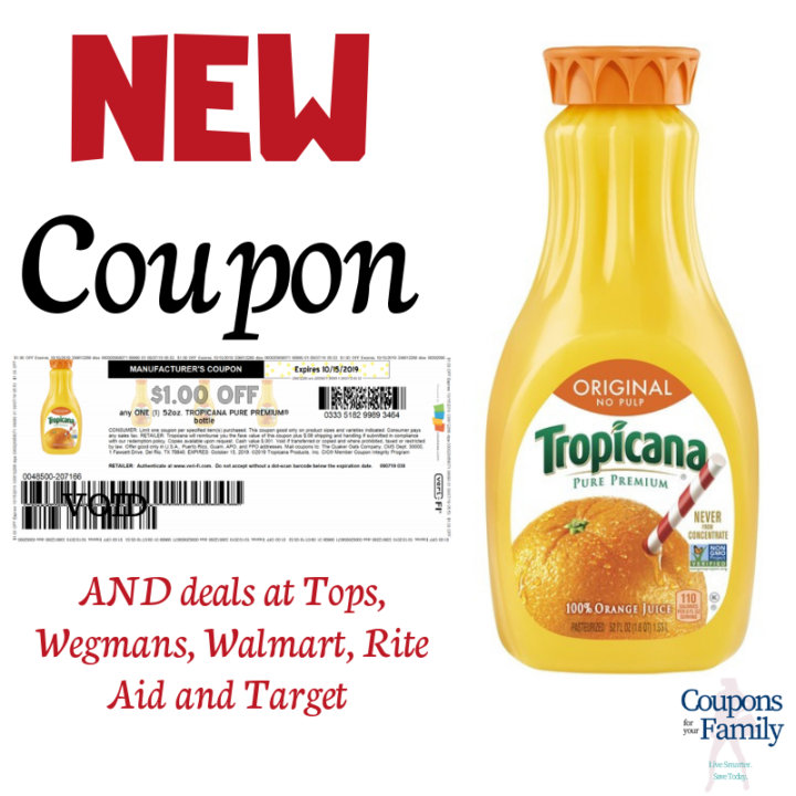 New Tropicana Orange Juice coupon + deals as low as 1.99!!